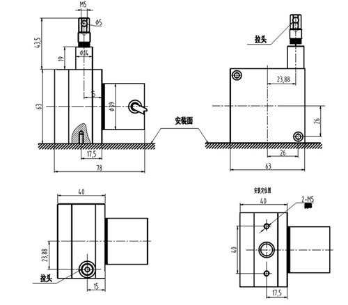 拉绳位移编码器的安装及安装图 